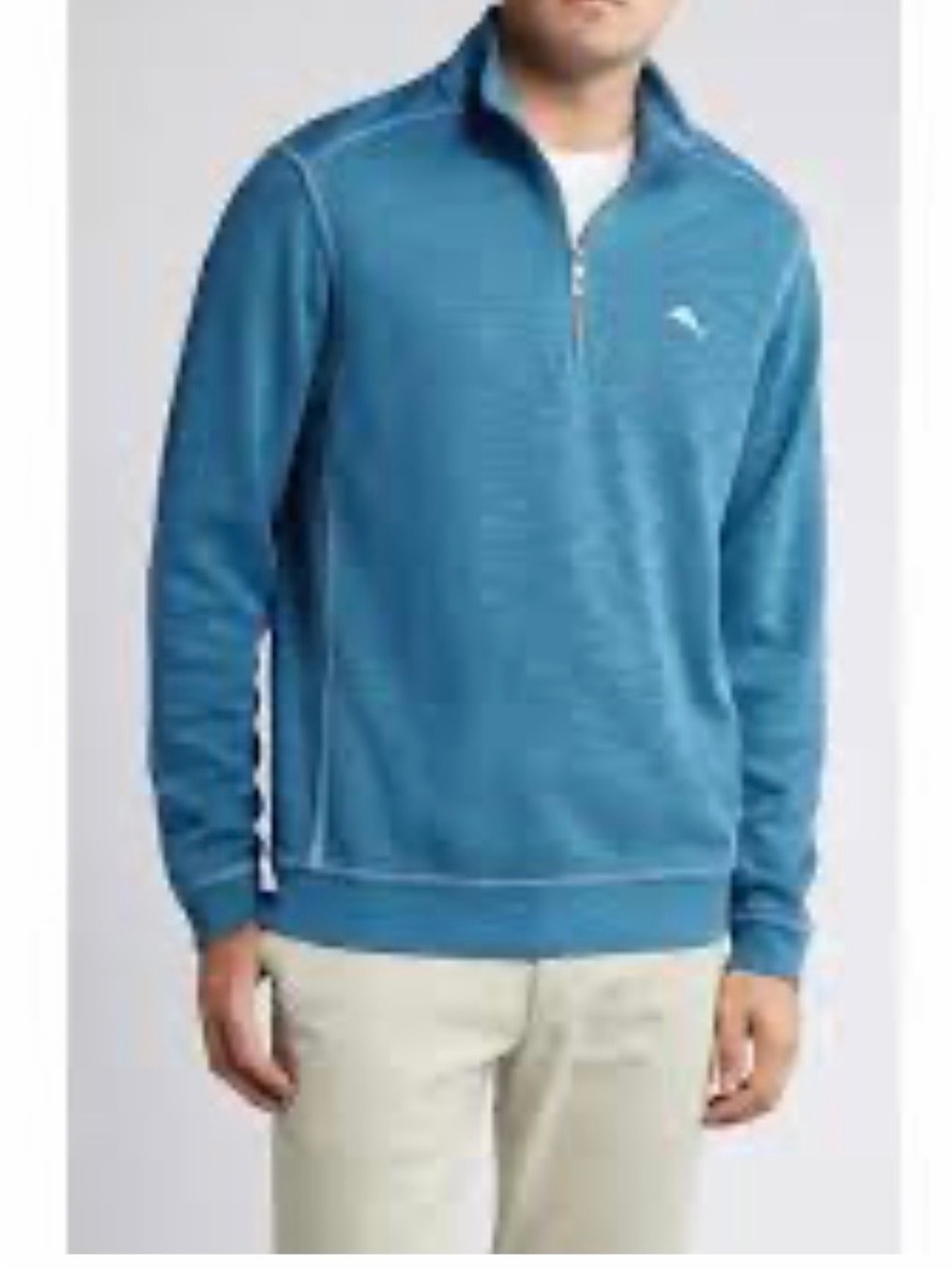 Tommy Bahama Teal Blue Quarter-Zip Sweater - Casual Pullover Sz M